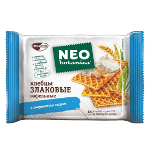 Вафли с жировой начинкой Neo botanica NО SUGAR ADDED "Вафельные хлебцы злаковые с творожным сыром" 75гр