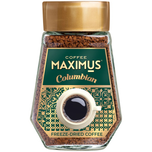 Натуральный растворимый кофе "Columbian" TM Maximus в стеклянной банке
