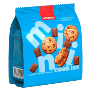 Печенье сдобное "Mini Cookies" X5 (Мини Кукис) с кусочками шоколада 200гр