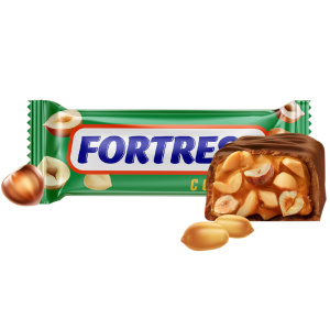 Конфеты глазир. "Fortress" maxi карамель с арахисом и фундуком 50гр