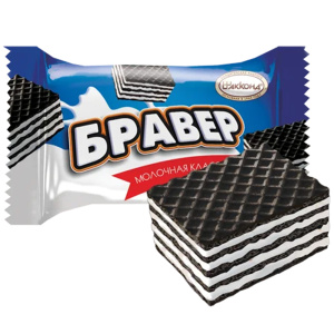Вафли "Бравер" какао и молоко
